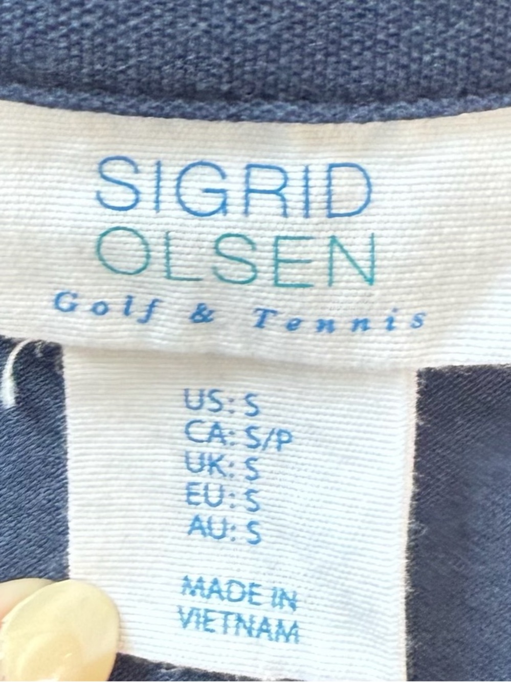 Sigrid Olsen Navy Sleeveless Polo Dress with White Embroidery - Picture 3 of 3